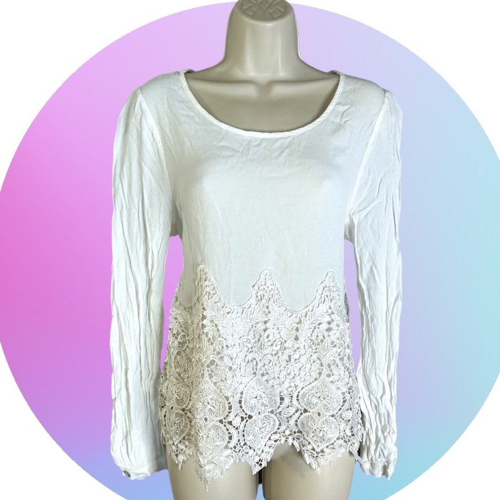 Monteau White Long Sleeve Blouse XL